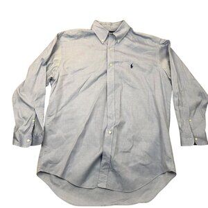 Ralph Lauren Mens Yarmouth Dress Shirt Large Long Sleeve Oxford Button Up Blue